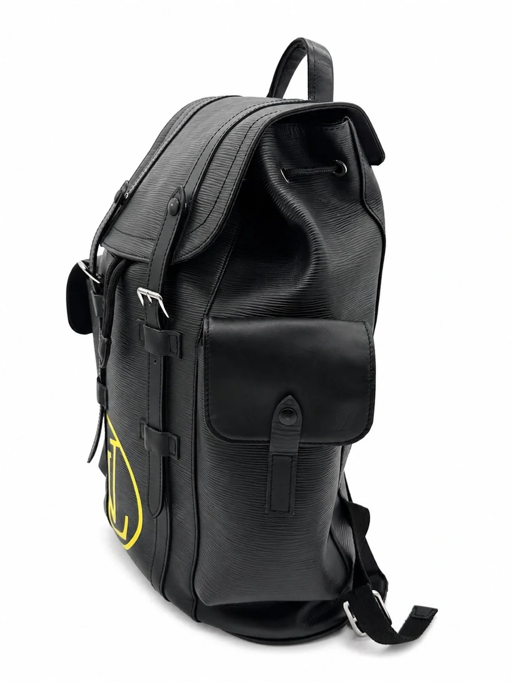 🖤 Louis Vuitton Christopher PM Backpack Black Epi Leather Yellow LV Circle